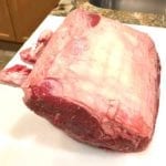 Rib roast unwrapped, fat side up