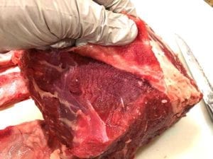 Removing seam of fat and sinew