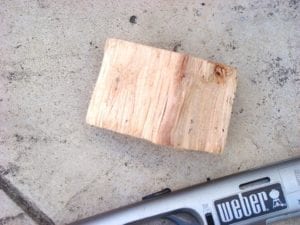 One large chunk of dry pecan smoke wood