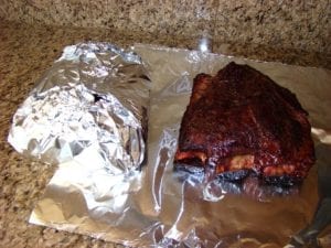 Wrapping short ribs in aluminum foil