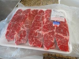 Boneless beef chuck short ribs in the package