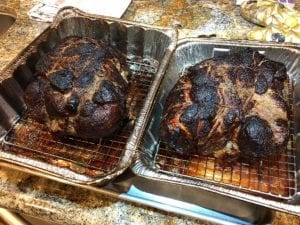 Pork butts ready to be covered with foil