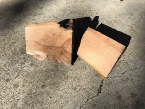 Two chunks of apple smoke wood