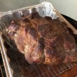 Pork butt part way through cooking