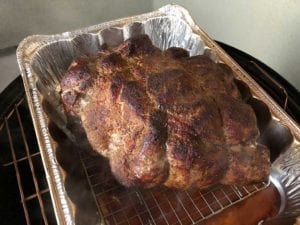 Pork butt part way through cooking