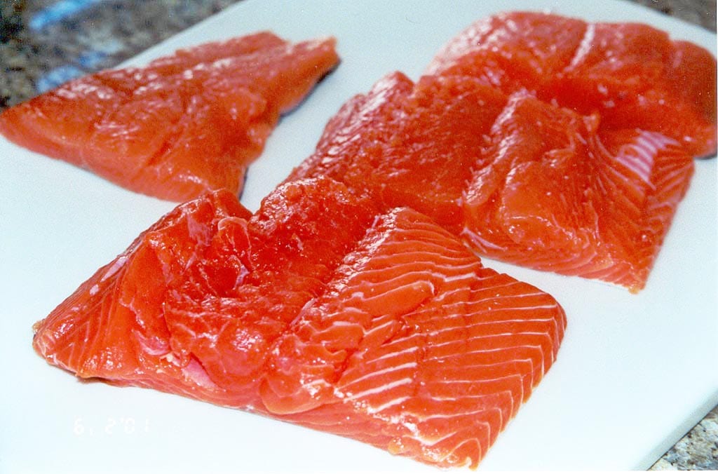 Fresh salmon fillets