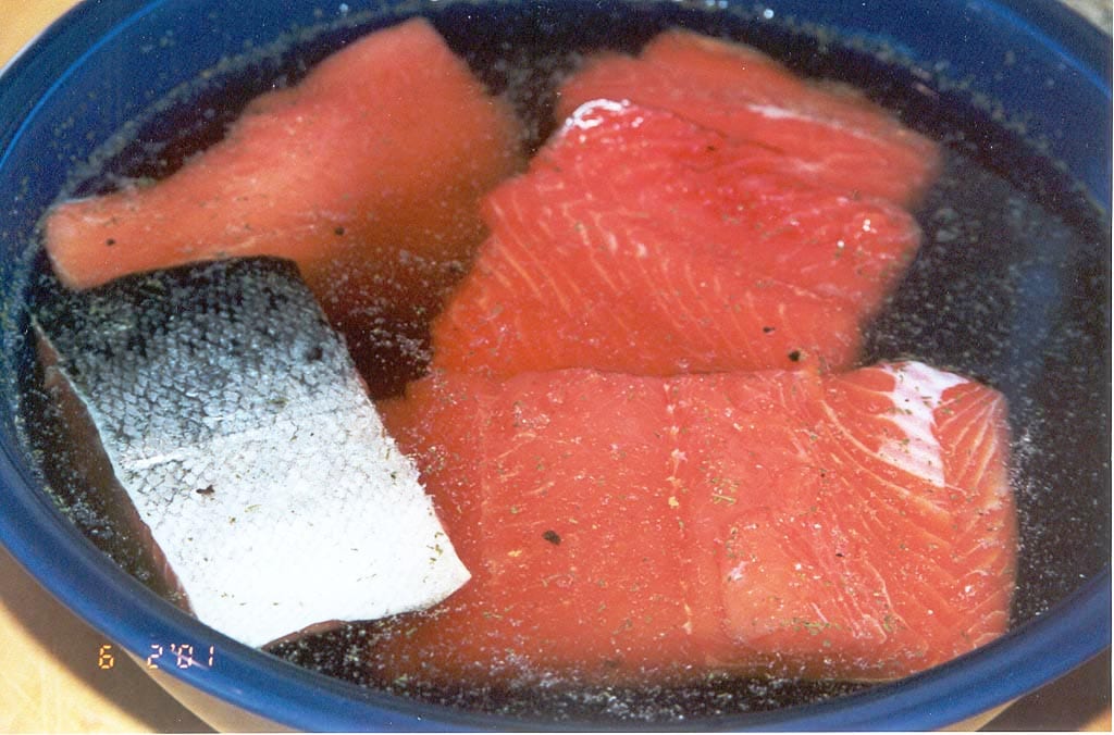 Brining the salmon