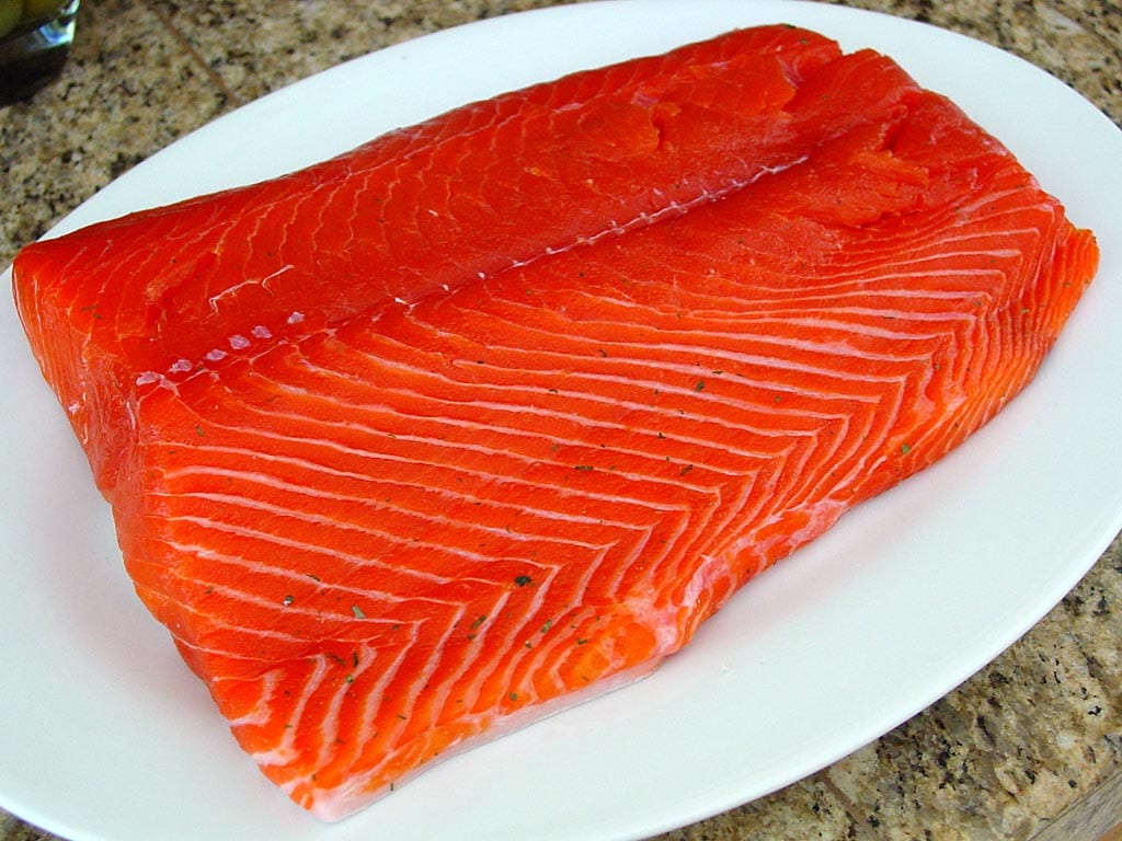Salmon after three hours of curing
