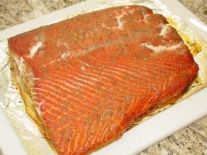 Cured and smoked salmon fillet