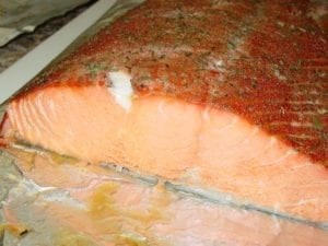 Interior view of salmon after cooking
