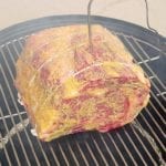 Beef rib roast goes into the WSM