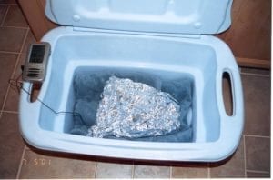 Holding brisket above 140°F in cooler