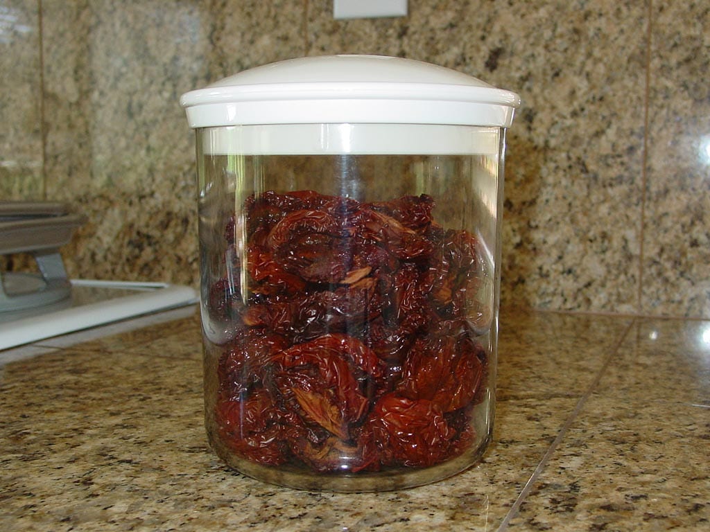 Tomatoes in Foodsaver vacuum canister