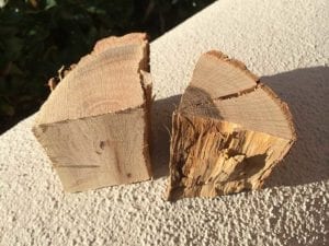 Two chunks of oak smoke wood