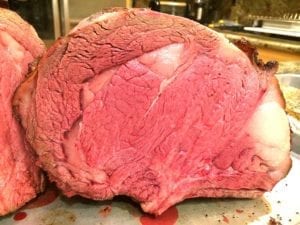 Interior view of medium rare rib roast
