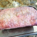 Standing rib roast, seasoned with kosher salt and pepper