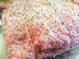 Close-up of seasoned roast