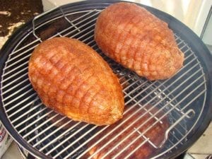 Turkey breasts go into the WSM
