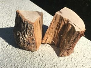 Two chunks of dry oak smoke wood