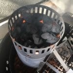 Lighting 30 briquets in upside down chimney starter