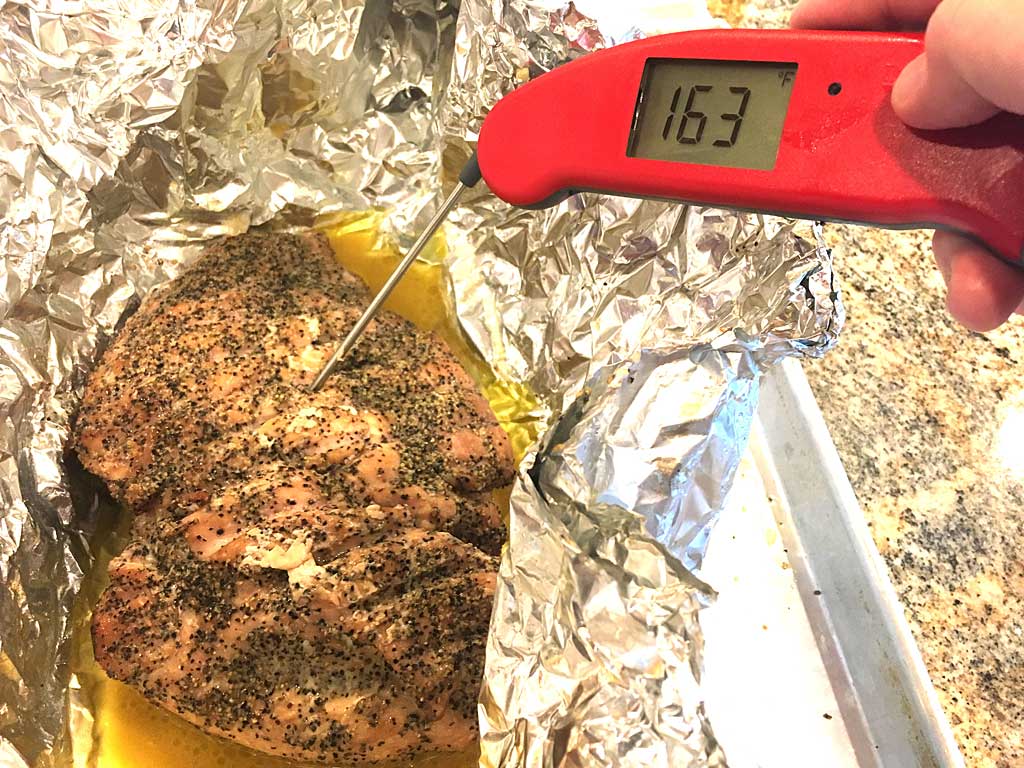 Measuring internal temperature of turkey breast