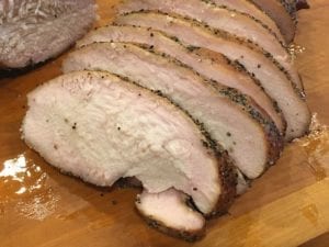 Close-up of sliced turkey breast