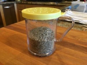 Kosher salt & pepper combined in a shaker