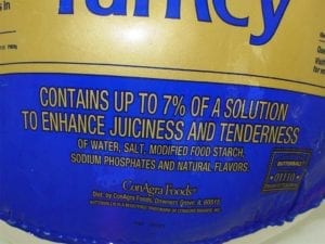 Example of text indicating that a turkey is self-basting (enhanced)