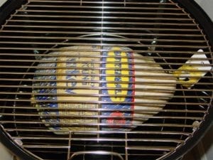 12-14 pound turkey on bottom grate