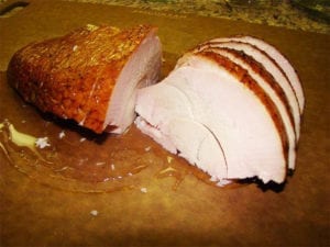 Interior view of sliced turkey breast