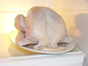 Air-drying the turkey for 24 hours in the refrigerator