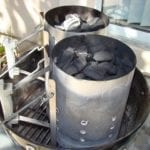 Firing two Weber chimneys of Kingsford charcoal