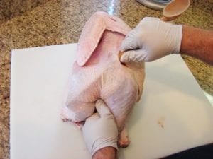 Loosening skin over thigh