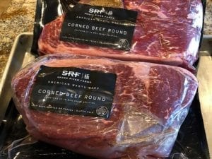 Two SRF Corned Beef Rounds in packaging