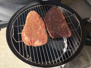 Meat goes into the WSM