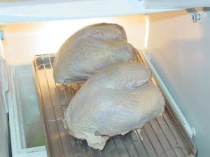Air-drying turkeys in refrigerator