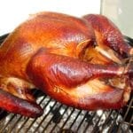 Apple-brined turkey on WSM, October 2005