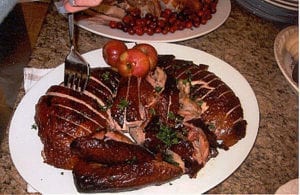 Apple-brined turkey, Thanksgiving Day 2001