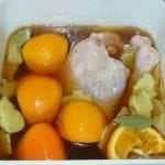 Turkey submerged in apple brine solution