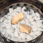Smoke wood chunks on hot coals