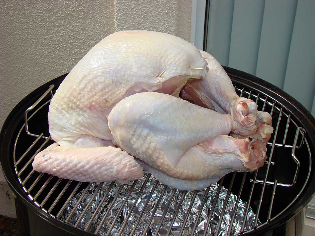 Turkey on top grate of the WSM