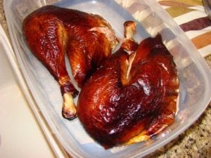 Turkey legs and thighs in storage container