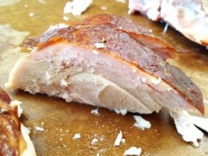 Interior view of turkey breast and skin