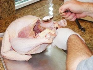 Salting the turkey cavity