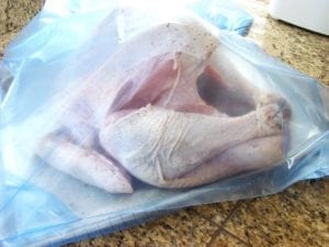 Salted turkey ready for 24-48 hours in the refrigerator