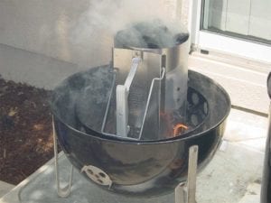 Lighting the chimney starter