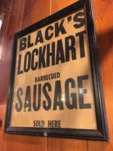Old Black's sausage sign