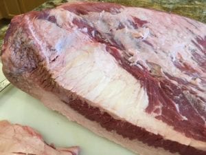 Large area of hard fat after trimming