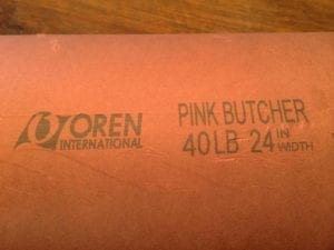 Close-up view of pink butcher paper