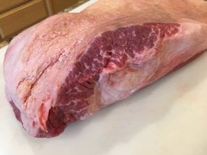View of brisket fat side